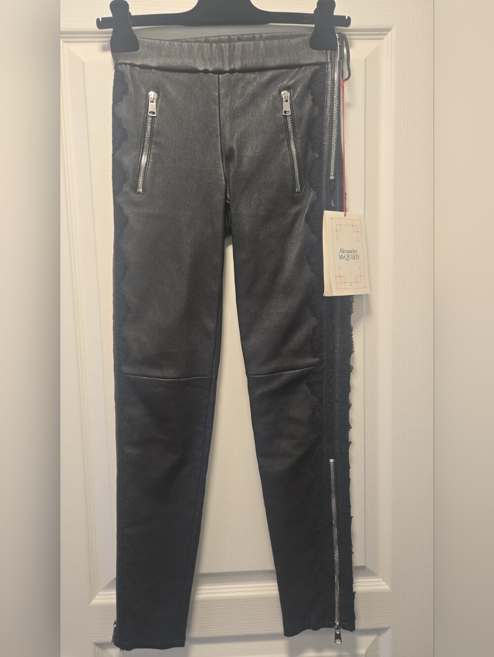 Alexander McQueen Black Faux Leather Skinny Jeans